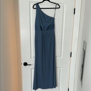 Vera Wang Blue One-Shoulder Dress